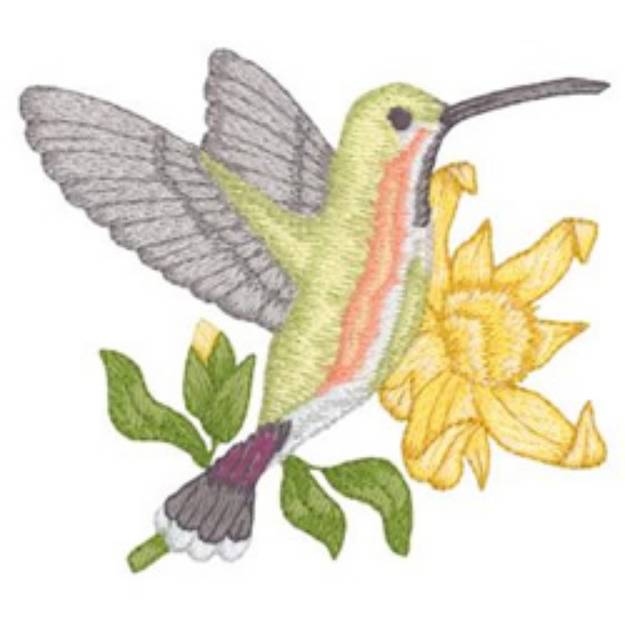 Picture of Green Breasted Mango Machine Embroidery Design