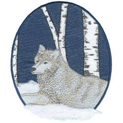 Wolf In Trees Machine Embroidery Design