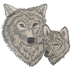 Wolf & Cub Machine Embroidery Design