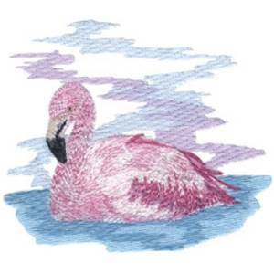 Picture of Flamingo Swimming Machine Embroidery Design