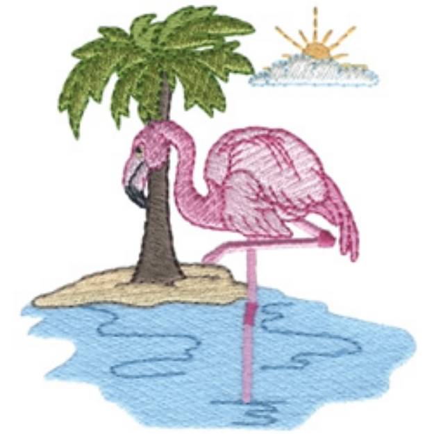 Picture of Flamingo Scene Machine Embroidery Design