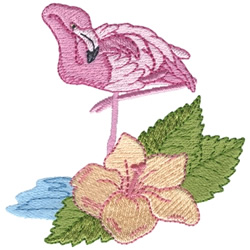 Flamingo W/ Flower Machine Embroidery Design