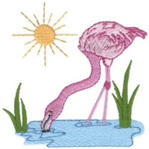 Picture of Flamingo Drinking Machine Embroidery Design