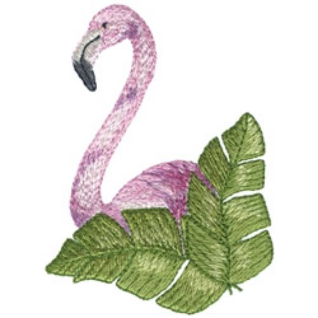 Picture of Flamingo W/ Palm Leaf Machine Embroidery Design