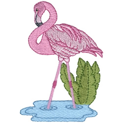 Flamingo W/ Fern Machine Embroidery Design