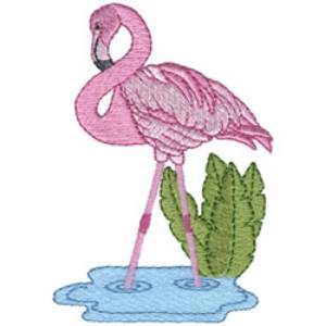 Picture of Flamingo W/ Fern Machine Embroidery Design