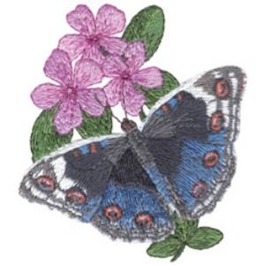 Picture of Blue Pansy/Blue Argus Machine Embroidery Design