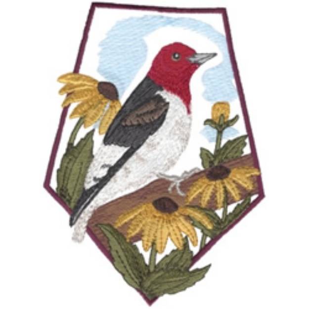 Picture of Red-headed Woodpecker Machine Embroidery Design
