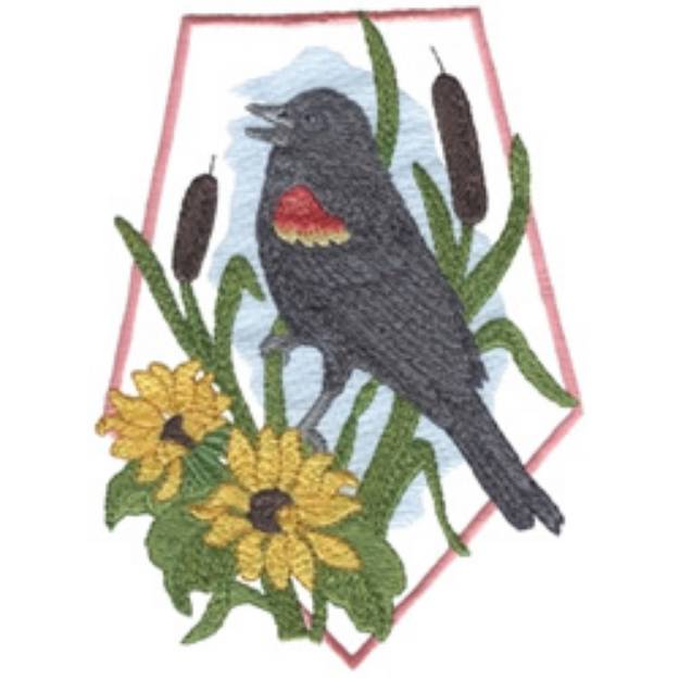 Picture of Red-winged Blackbird Machine Embroidery Design