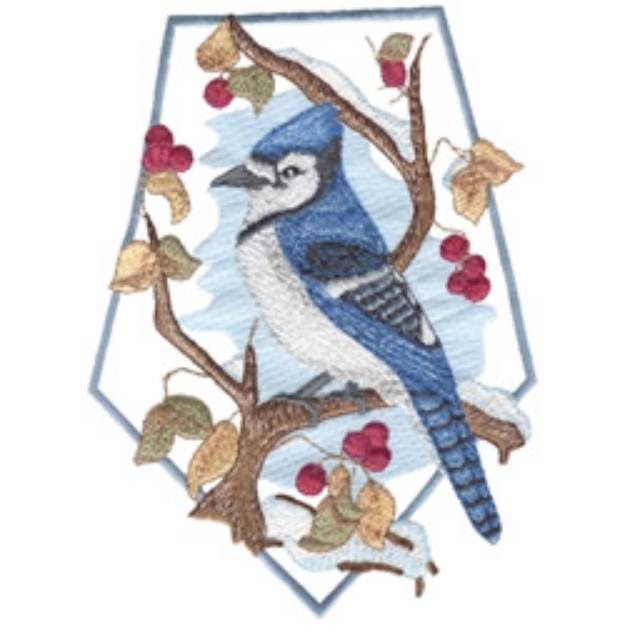 Picture of Winter Blue Jay Machine Embroidery Design