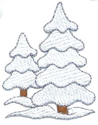 Trees With Snow Machine Embroidery Design
