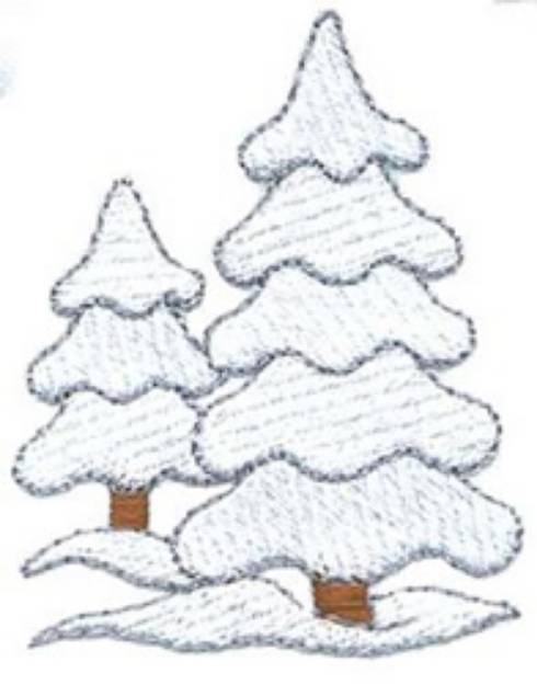 Picture of Trees With Snow Machine Embroidery Design
