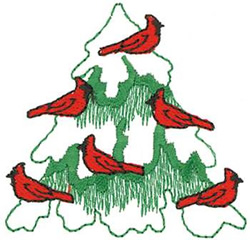 Cardinals With Tree Machine Embroidery Design