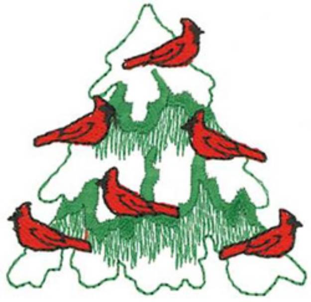 Picture of Cardinals With Tree Machine Embroidery Design
