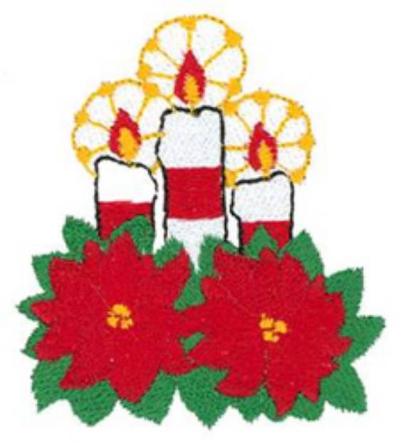 Picture of Candles & Poinsettias Machine Embroidery Design