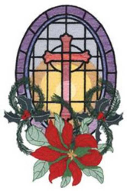 Picture of Stained Glass Cross Machine Embroidery Design