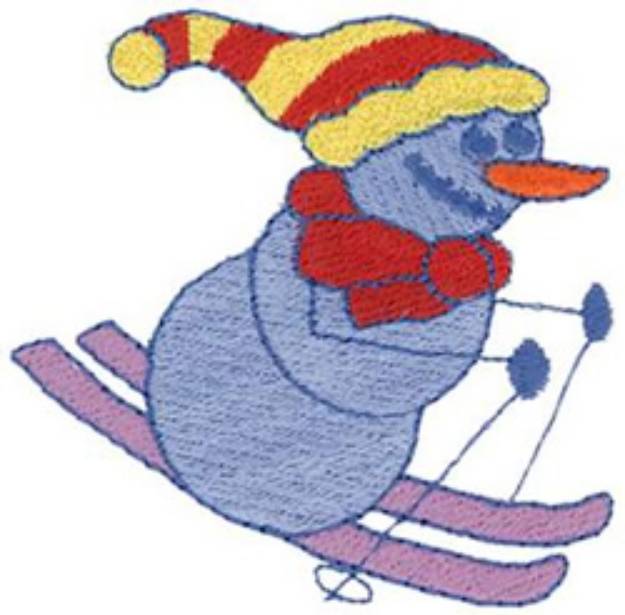 Picture of Snowman Skiing Machine Embroidery Design