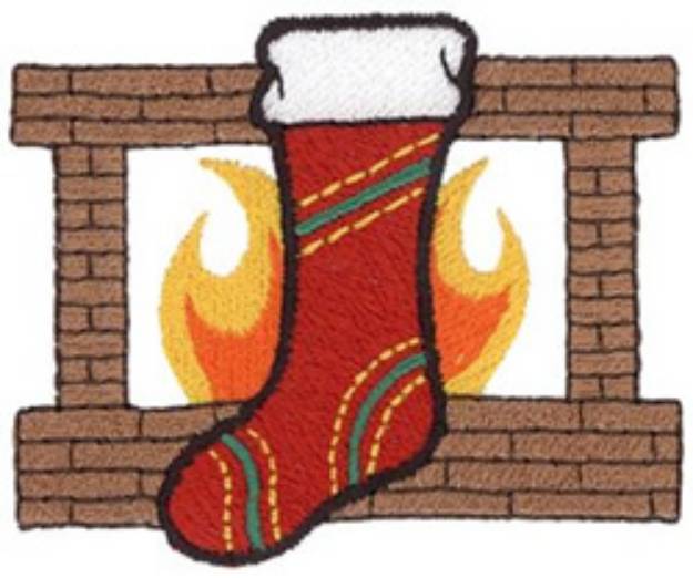 Picture of Stocking & Fireplace Machine Embroidery Design