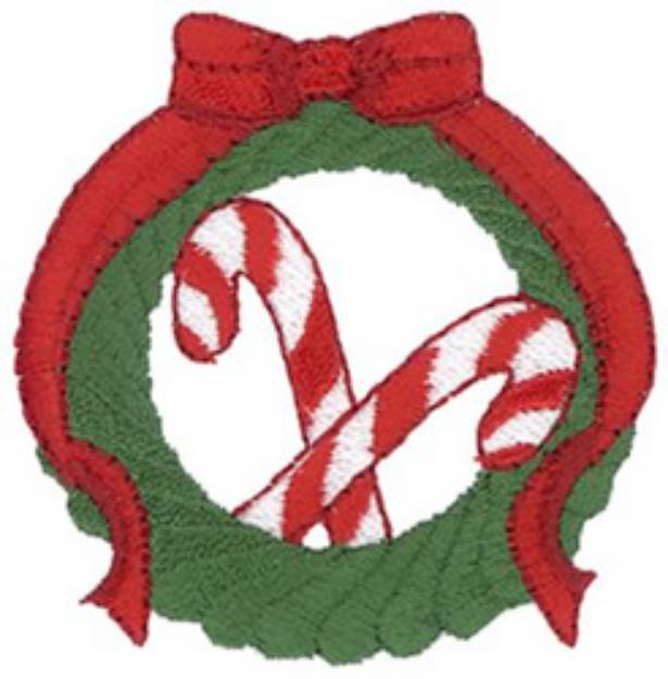 Picture of Wreath & Candy Cane Machine Embroidery Design