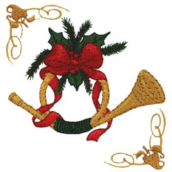 Christmas Horn Machine Embroidery Design