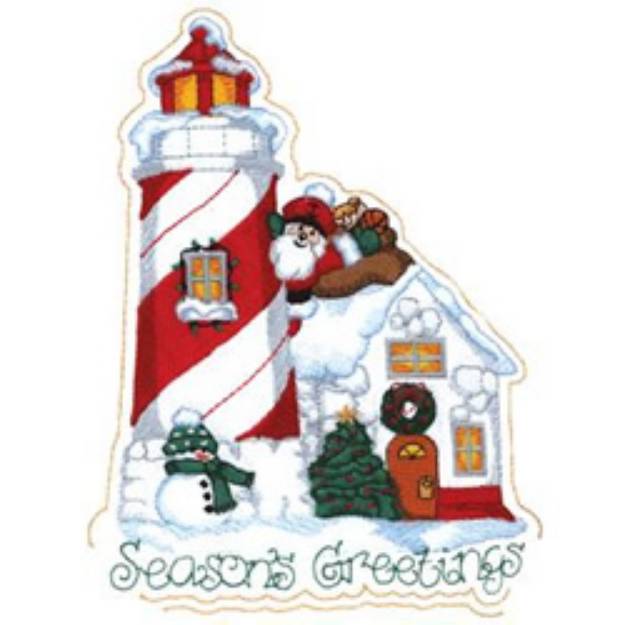 Picture of Christmas Lighthouse Machine Embroidery Design