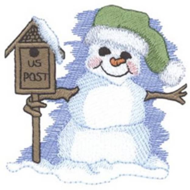 Picture of Snowman Mailbox Machine Embroidery Design