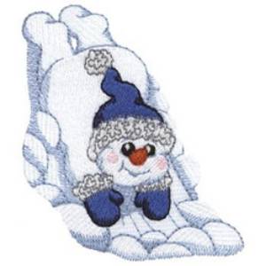 Picture of Snowman Sledding On Belly Machine Embroidery Design