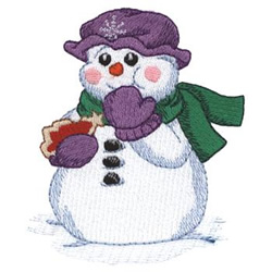 Snowgirl Eating Cookie Machine Embroidery Design