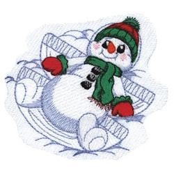 Snowman Making Snow Angels Machine Embroidery Design
