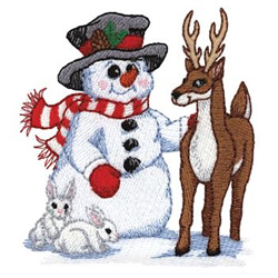 Snowman with Friends Machine Embroidery Design