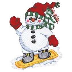 Snowman Snowboarding Machine Embroidery Design