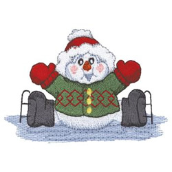 Snowman Ice Skating Machine Embroidery Design