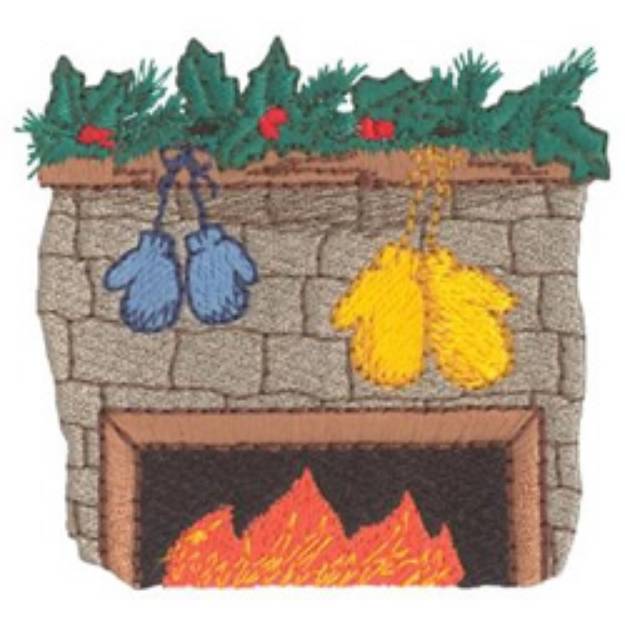 Picture of Mittens Over The Hearth Machine Embroidery Design