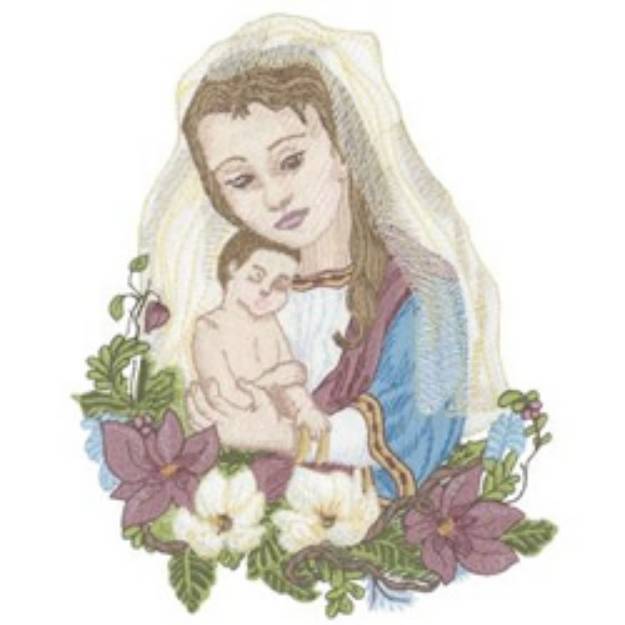 Picture of Mary and Jesus Machine Embroidery Design
