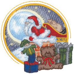 Santa On The Rooftop Machine Embroidery Design