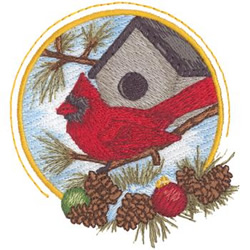 Cardinal Scene Machine Embroidery Design