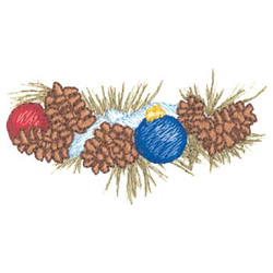 Pine Cones & Christmas Bulbs Machine Embroidery Design