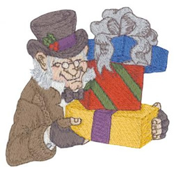 Old Man wtih Presents Machine Embroidery Design