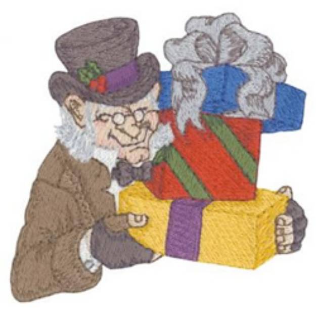 Picture of Old Man wtih Presents Machine Embroidery Design