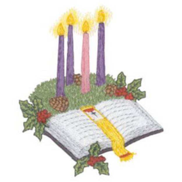 Picture of Advent Wreath and Bible Machine Embroidery Design