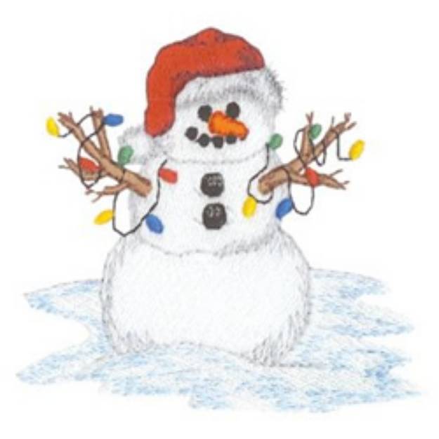 Picture of Snowman with Lights Machine Embroidery Design