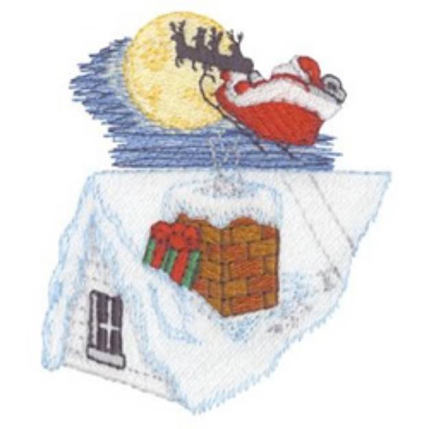Picture of Santa In The Night Machine Embroidery Design