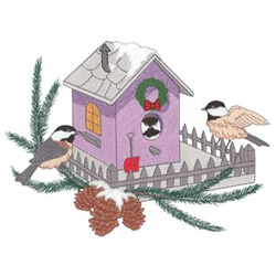 Christmas Birdhouse Machine Embroidery Design