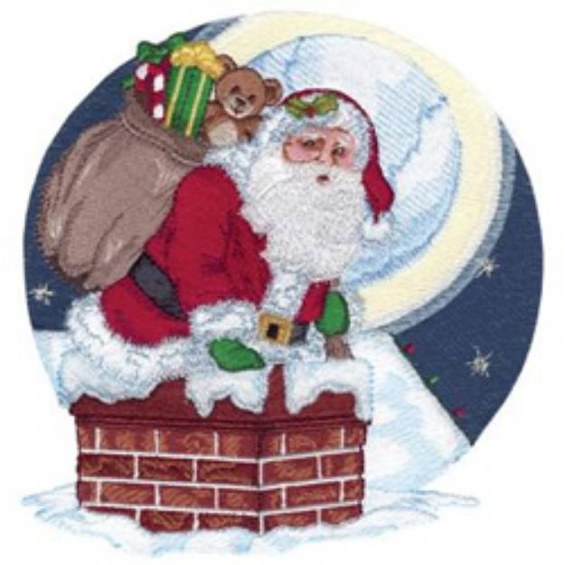 Picture of Santa On Rooftop Machine Embroidery Design