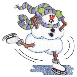 Ice Skating Snowman Machine Embroidery Design