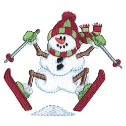 Skiing Snowman Machine Embroidery Design