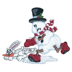 Snowman Chasing Rabbit Machine Embroidery Design
