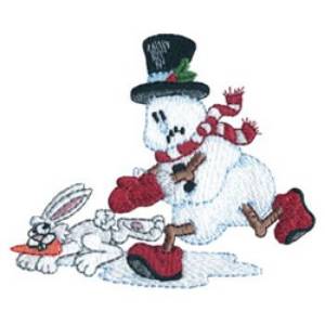 Picture of Snowman Chasing Rabbit Machine Embroidery Design
