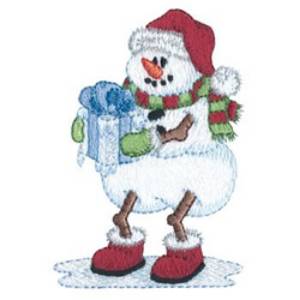 Picture of Snowman with Present Machine Embroidery Design
