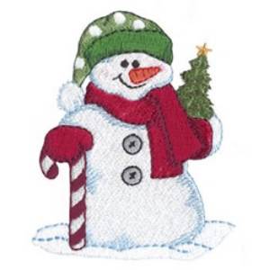 Picture of Snowman with Tree Machine Embroidery Design